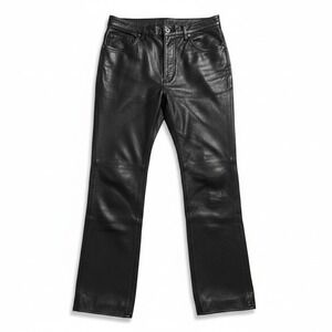 Elements by Vakko Black 100% Leather Straight Leg Pants‎ Womens Size 10 India